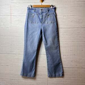 Loft Jeans Womens Size 28/6 Light Wash The Kick Crop Patch Pocket Cotton Blend